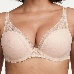 Chantelle Festivité Lace Plunge Bra Nude Blush